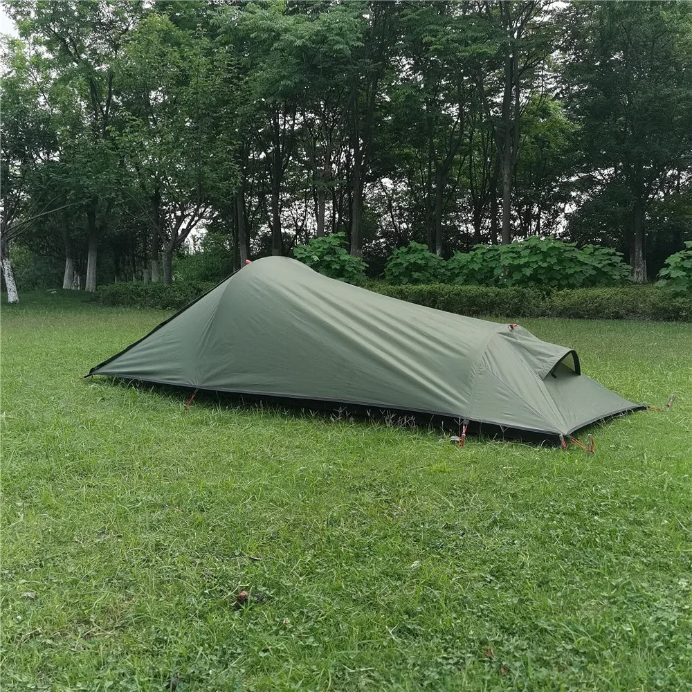 1 Person Ultralight Camping Tent Water Resistant Aviation Aluminum Support Outdoor Hiking Sleeping Bag (50" x 29.5" x 39.4")