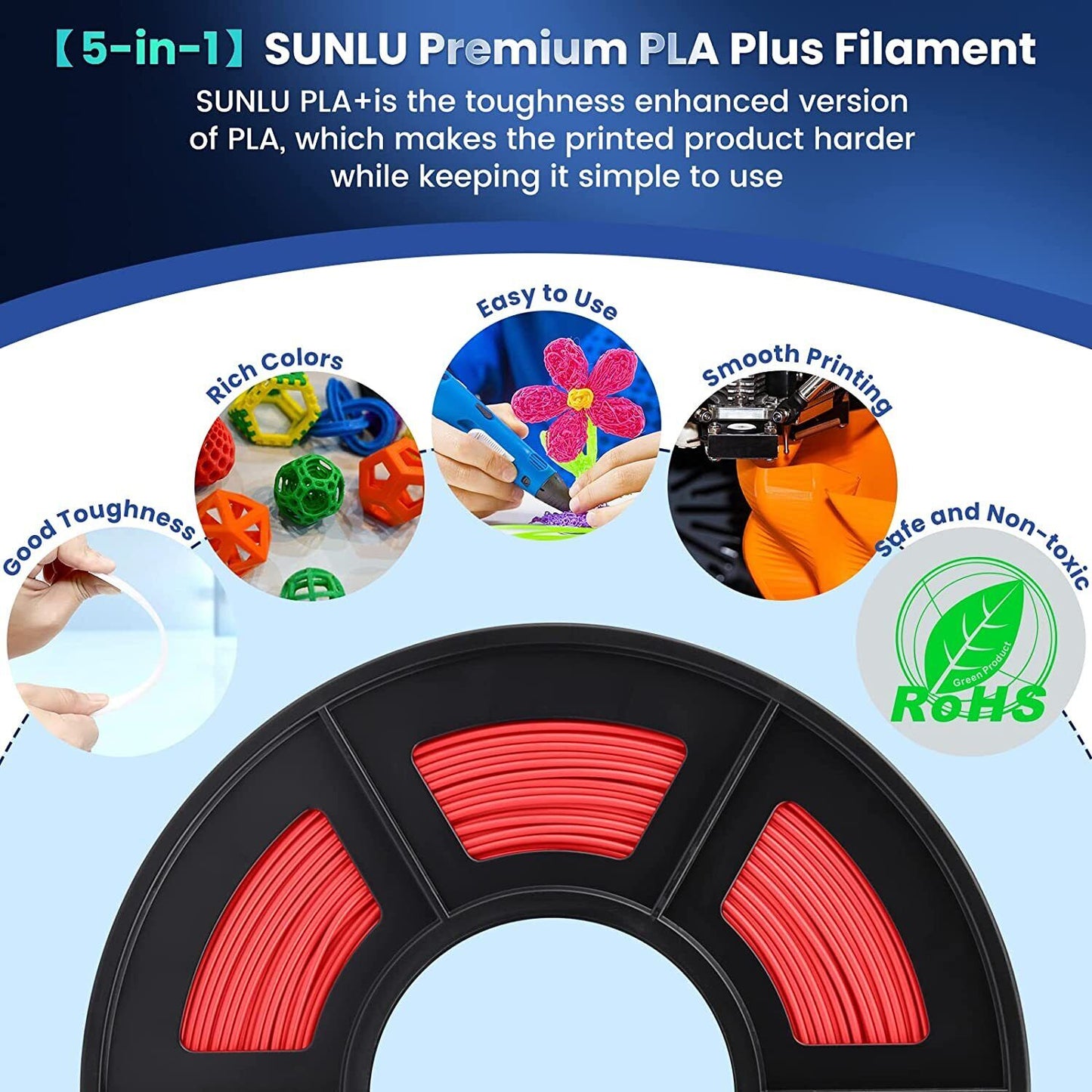 3D Filament, PLA, 1.75mm, 3Kg, Red