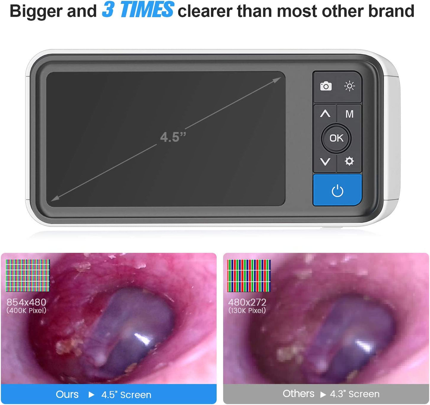 3.9mm Ear Camera,6 LED,4.5" Screen,MS450,CE,Photo/Video,Ear Wax Removal