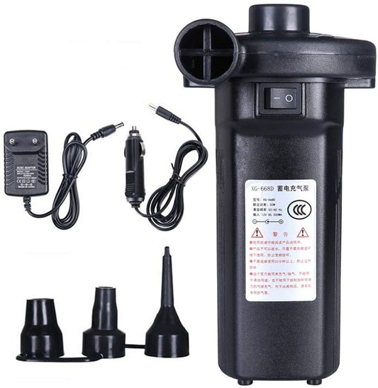 12V Electric Air Pump Inflator Compressor 220V Rechargeable Portable PVC Boat Mattress Pool Raft Bed