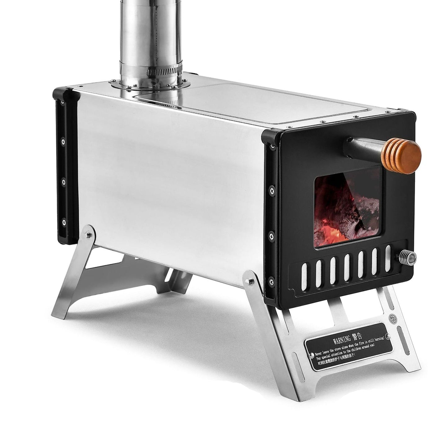 Wood stove for camping, 105 x 30 x 40 cm