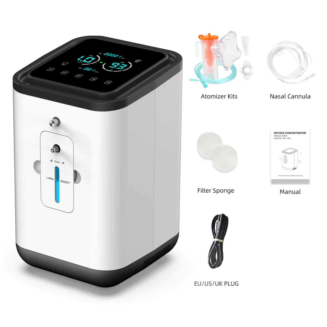 Concentrateur d'oxygène | 1-7 L par minute | Professionnel | Pureté de l'oxygène à 90 % | Générateur d'oxygène | Purificateur d'air