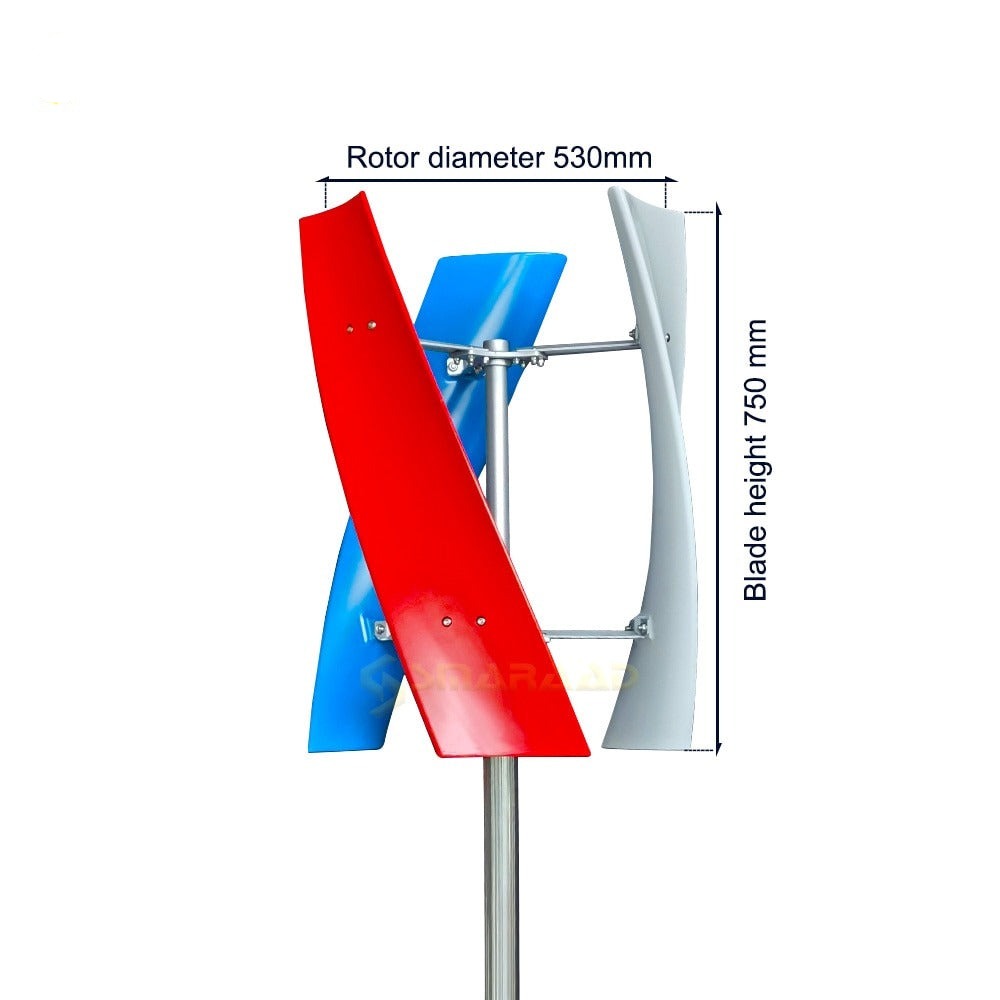 Windturbine - Verticaal Windmolen - Electric Power Generator - 12V - 800w - 6 bladen - met MPPT Controller